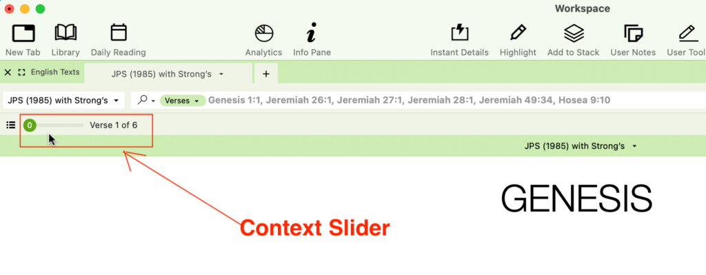 Accordance Context slider above the search results